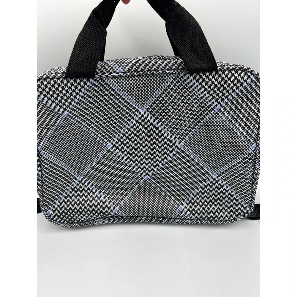 Chaps Messenger Bag Black White Blue Glen Plaid‎ Light Crossbody Laptop Case